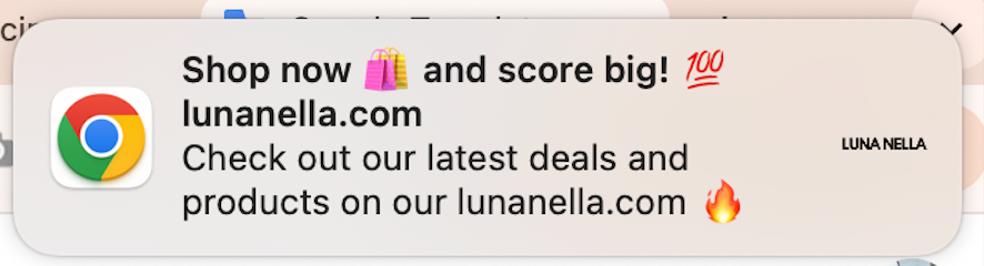 Re-engagement message by Luna Nella