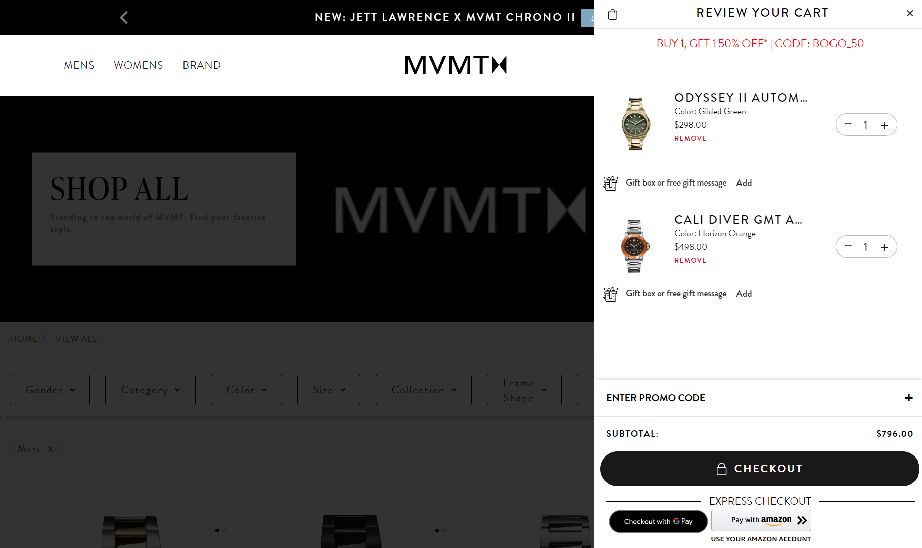 MVMT watches discount banner