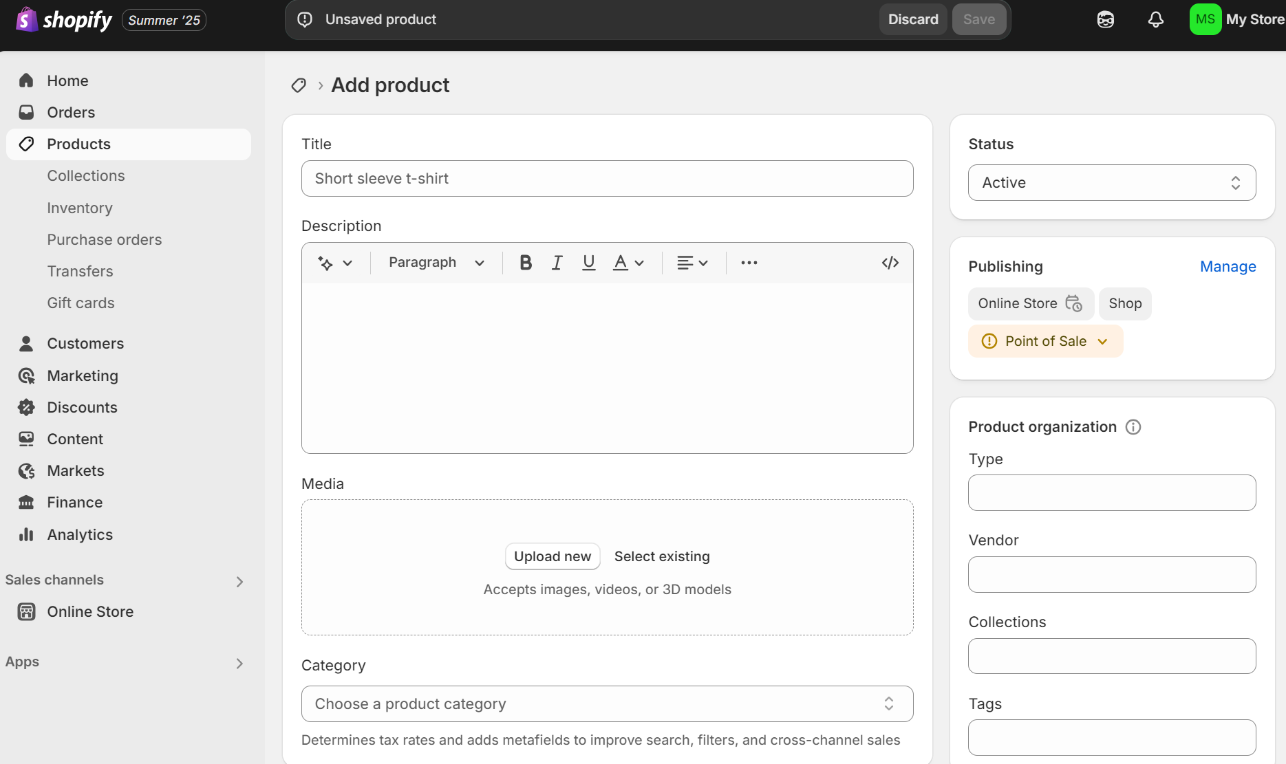 Shopify product page editor