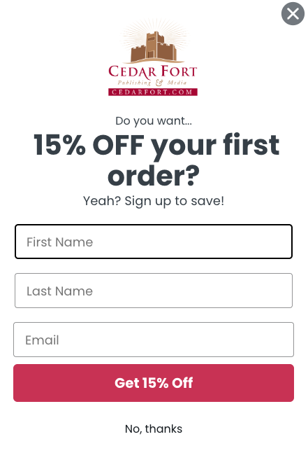A popup sign-up form example requests three fields: first name, last name, and email.