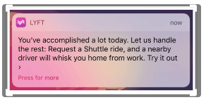 example of Lyft notification