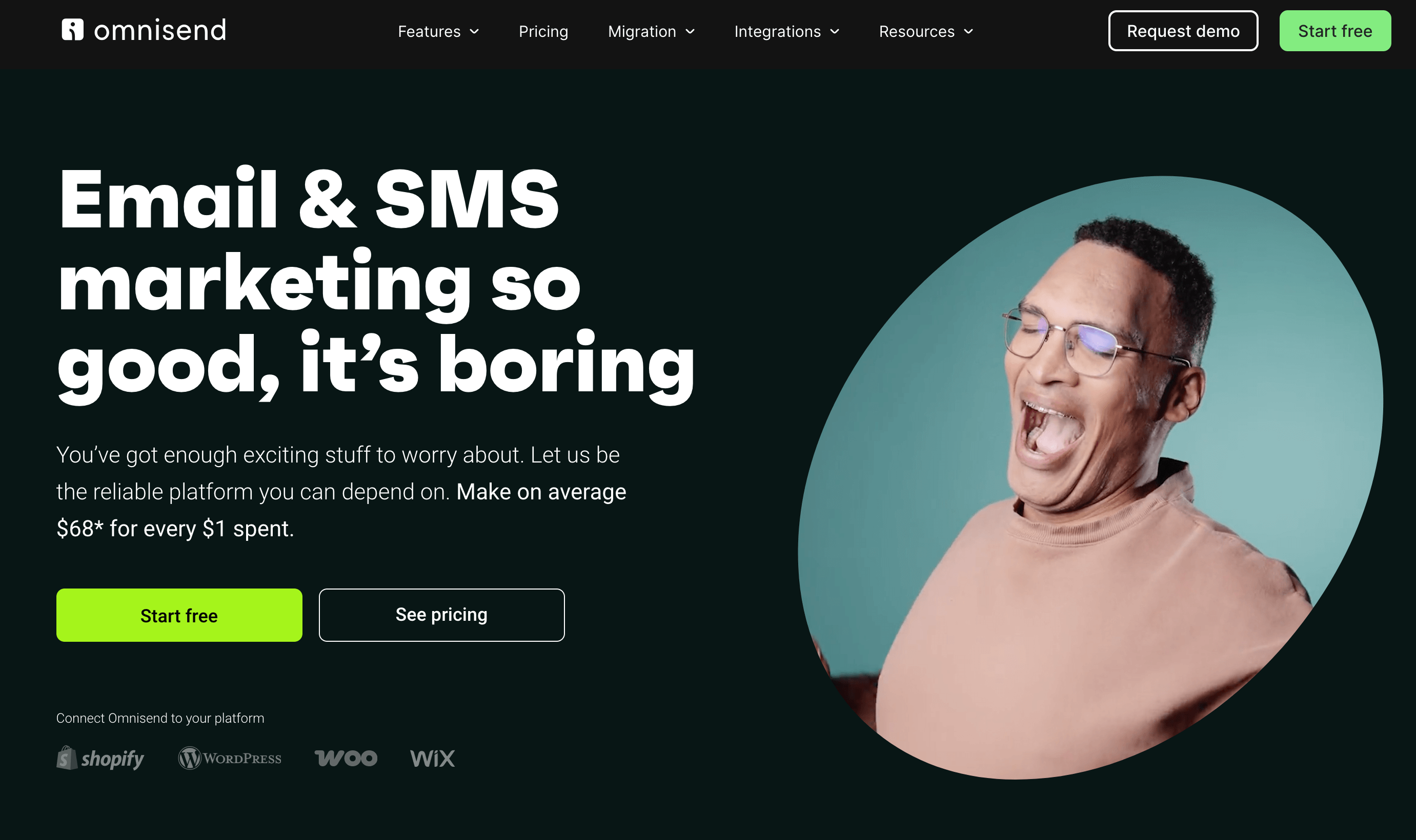 Dropship fulfillment: Omnisend home page