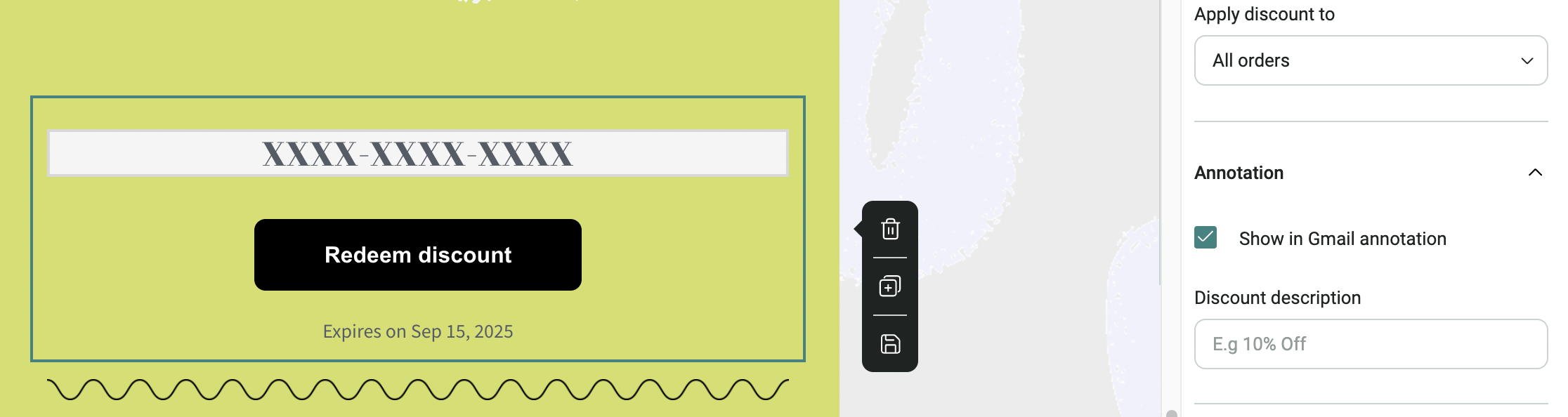 Discount annotation settings in Omnisend