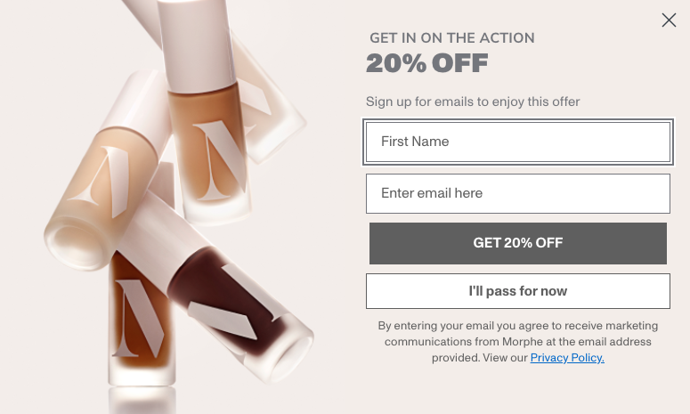 Email sign up form popup example