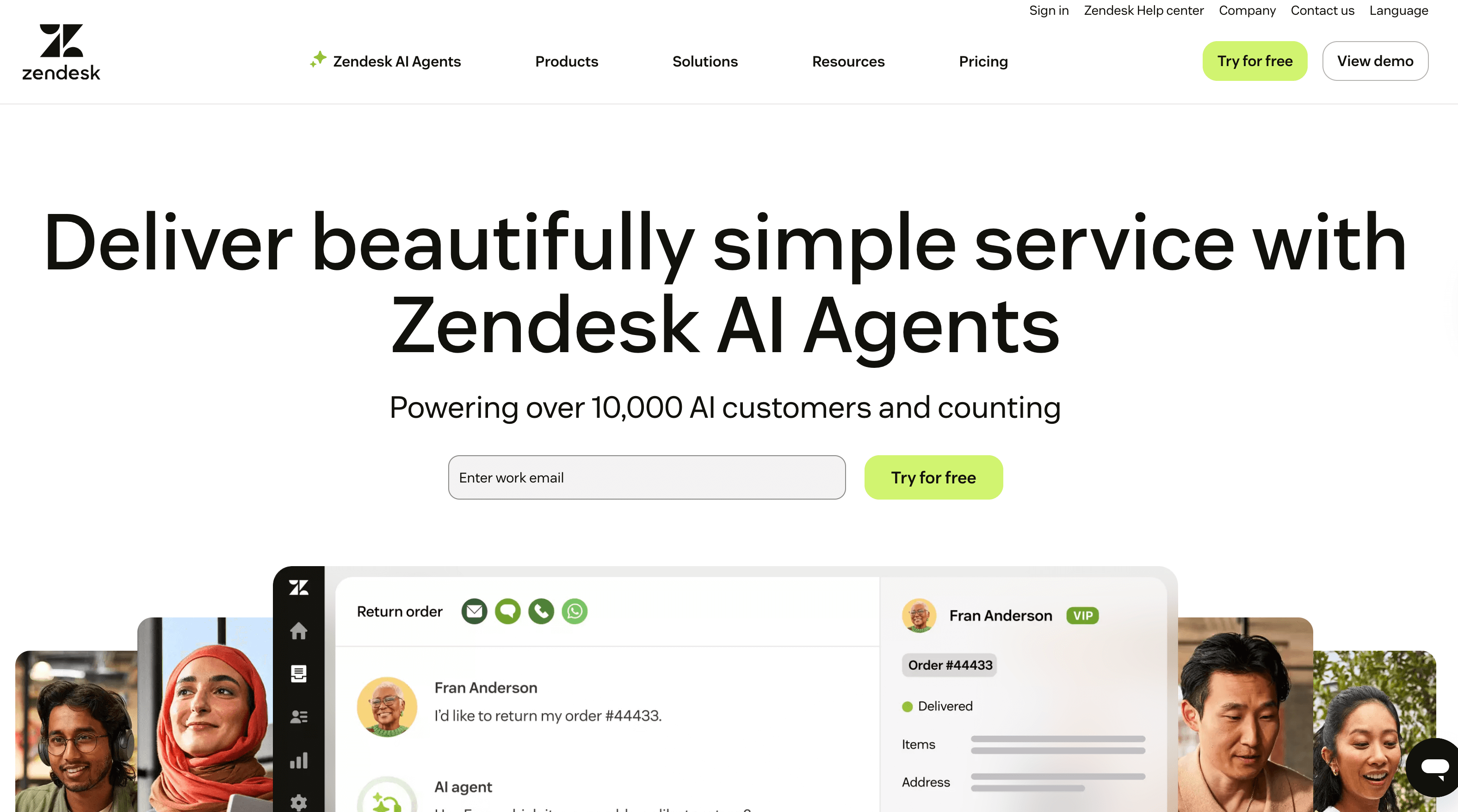 Dropship fulfillment: Zendesk home page