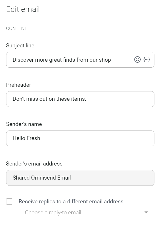 Editing email settings