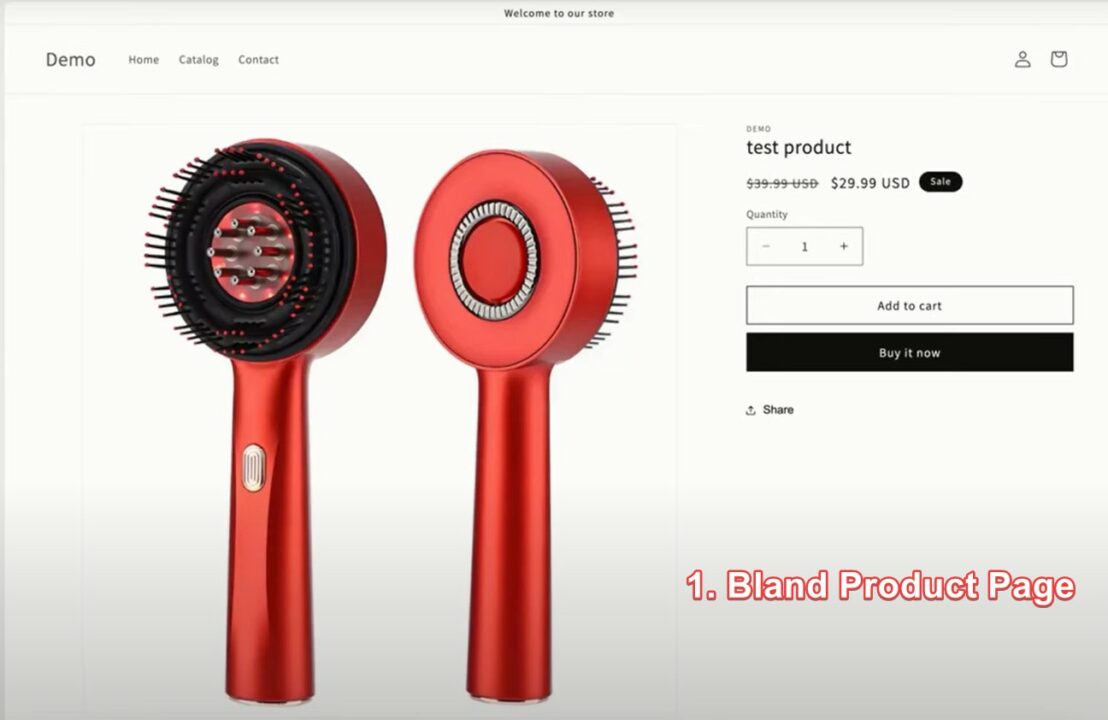 Dropshipping with no money: Bland dropshipping product page example