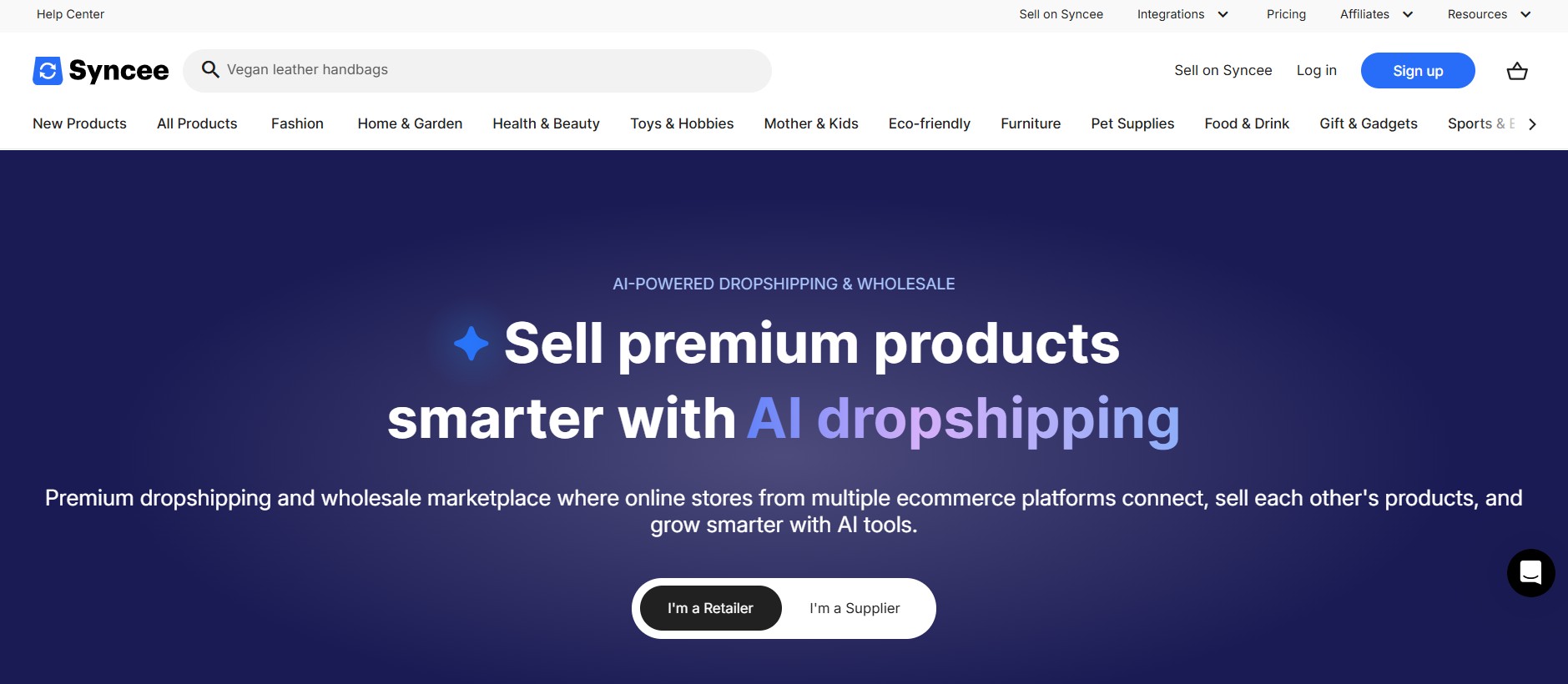Syncee homepage