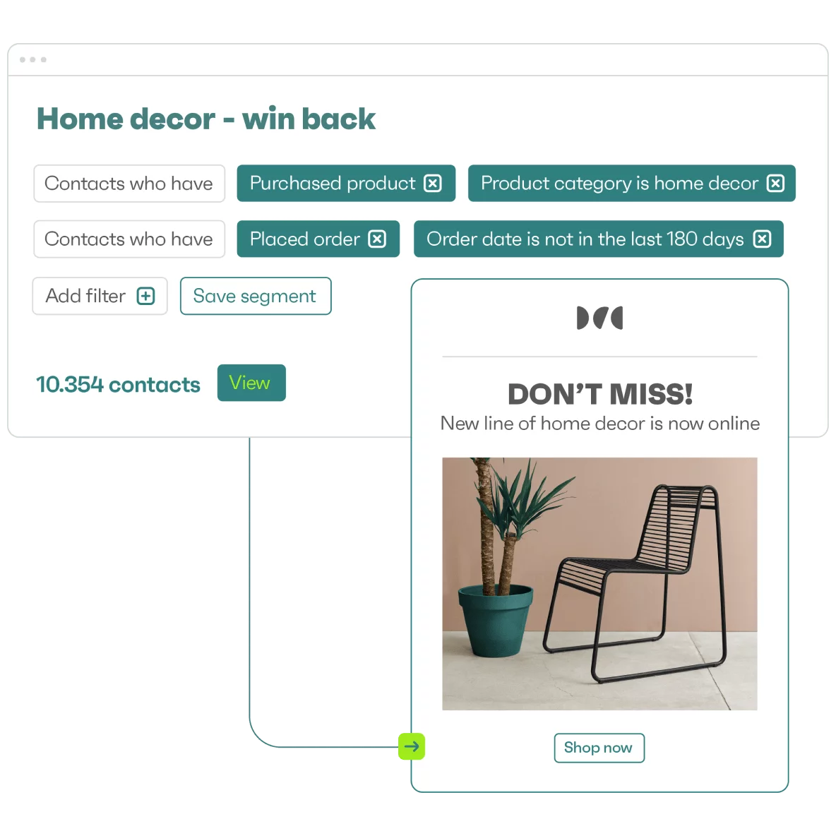Segment your email list: example from Omnisend
