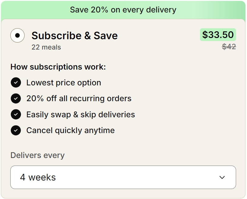 Huel subscription plan