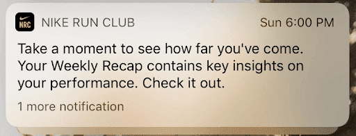 Engagement-driven progress update by Nike