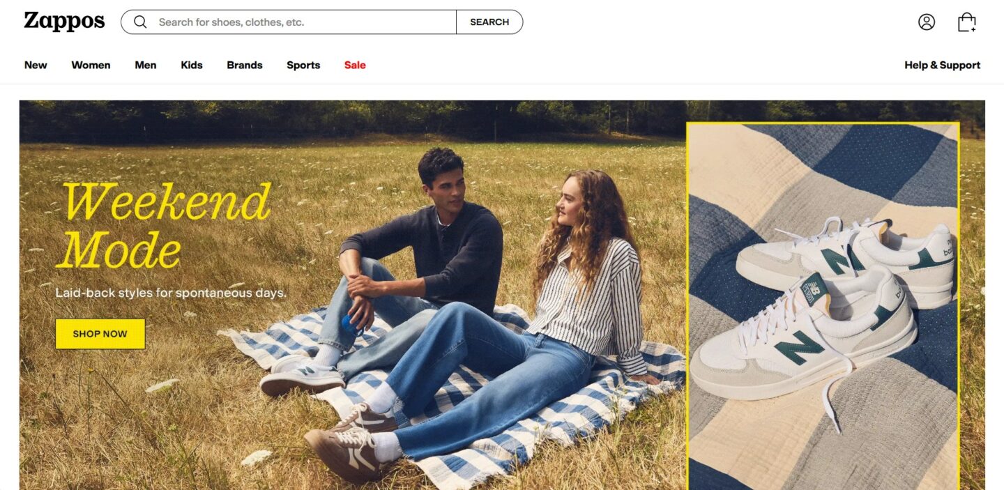 How to start dropshipping for free example by Zappos