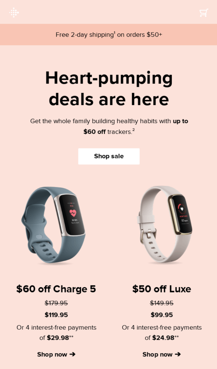 Fitbit cross-sell email example