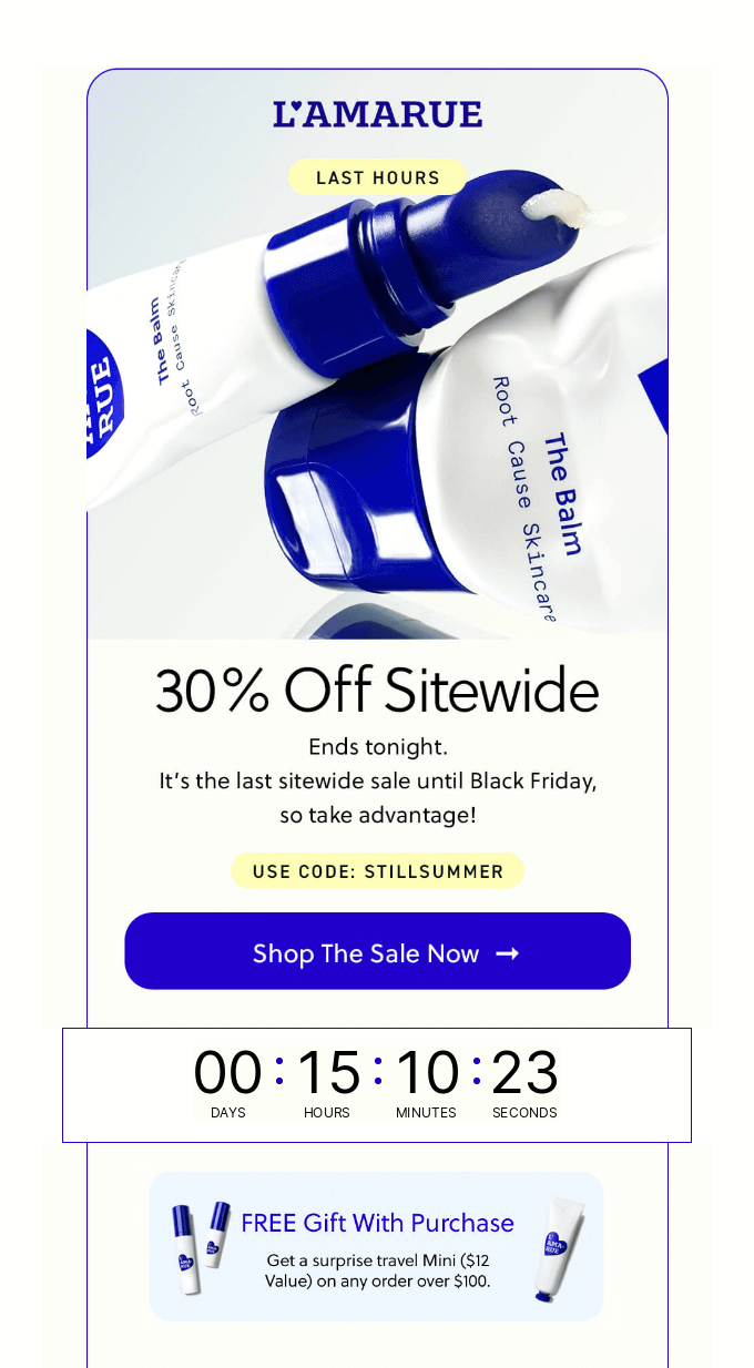 countdown triggered discount from L'amarue