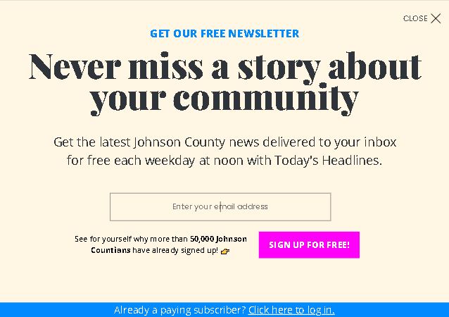 Newsletter single field email signup form example 