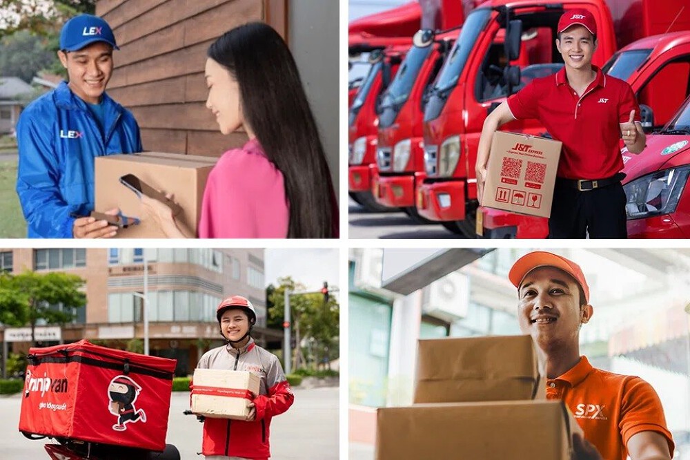 Các công ty giao hàng chặng cuối mất dần các đơn hàng TMĐT. Ảnh: LEX, J&T, NINJA VAN, SPX