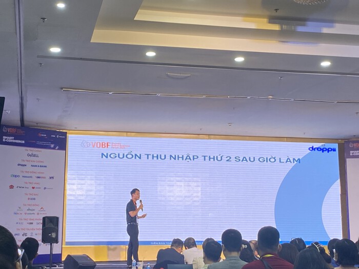 Đại diện Droppii chia sẻ tại sự kiện. (Ảnh: Doanh Chính).